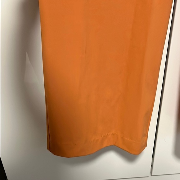 ZARA NWOT Orange Wide Leg Pleated Trouser Pants, Size L - Picture 4 of 12
